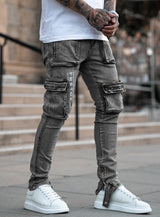 Couture Cargo Jeans in Grey