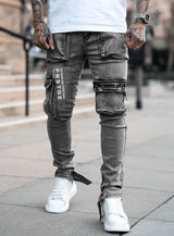 Couture Cargo Jeans in Grey