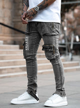 Couture Cargo Jeans in Grey