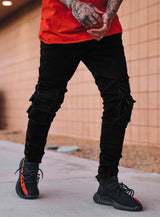 Cargo Jeans V4 in Jet Black