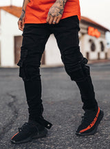 Cargo Jeans V4 in Jet Black