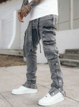 Snap Cargo Jeans in Grey