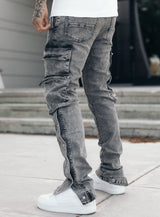Snap Cargo Jeans in Grey