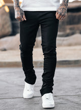 Stacked Track Jeans V1 in Jet Black