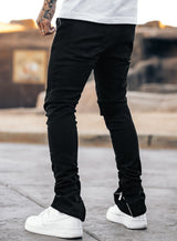 Stacked Track Jeans V1 in Jet Black