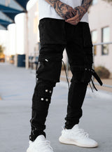 Revolution Cargo Jeans in Jet Black