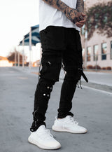 Revolution Cargo Jeans in Jet Black