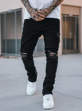 Stacked Track Jeans V2 in Jet Black