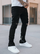 Stacked Track Jeans V2 in Jet Black