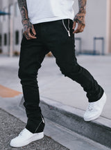 Stacked Track Jeans V1 in Jet Black