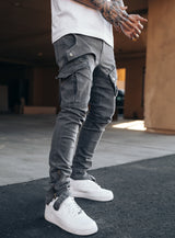 Constructed Cargo Jeans in Grey