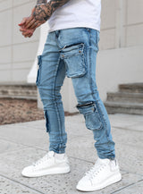 ''Never Out Of Pockets'' Cargo Jeans in Blue