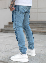 ''Never Out Of Pockets'' Cargo Jeans in Blue