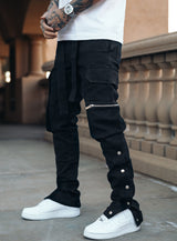 Snap Cargo Jeans in Jet Black