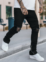 Stacked Track Jeans V2 in Jet Black