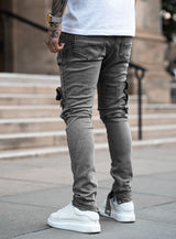 Couture Cargo Jeans in Grey