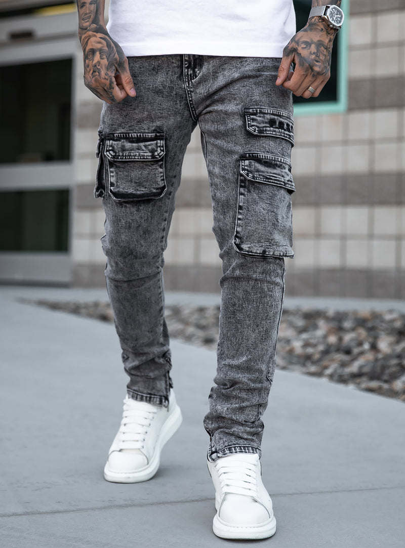 Skinny Fit Nylon cargo trousers - Light grey - Men | H&M IN