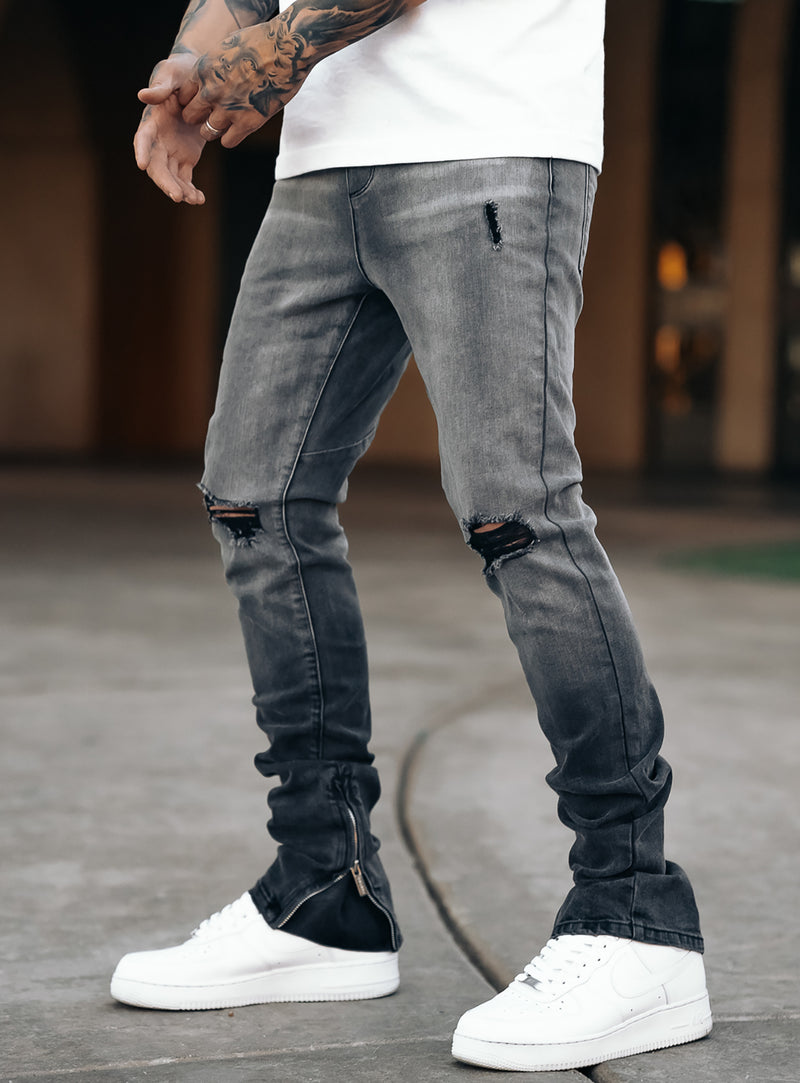 Smoke Stacked Jeans V1