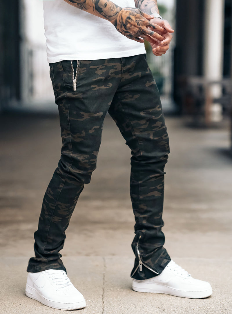 Stacked Track Jeans V1 in Camo | PRSTGE