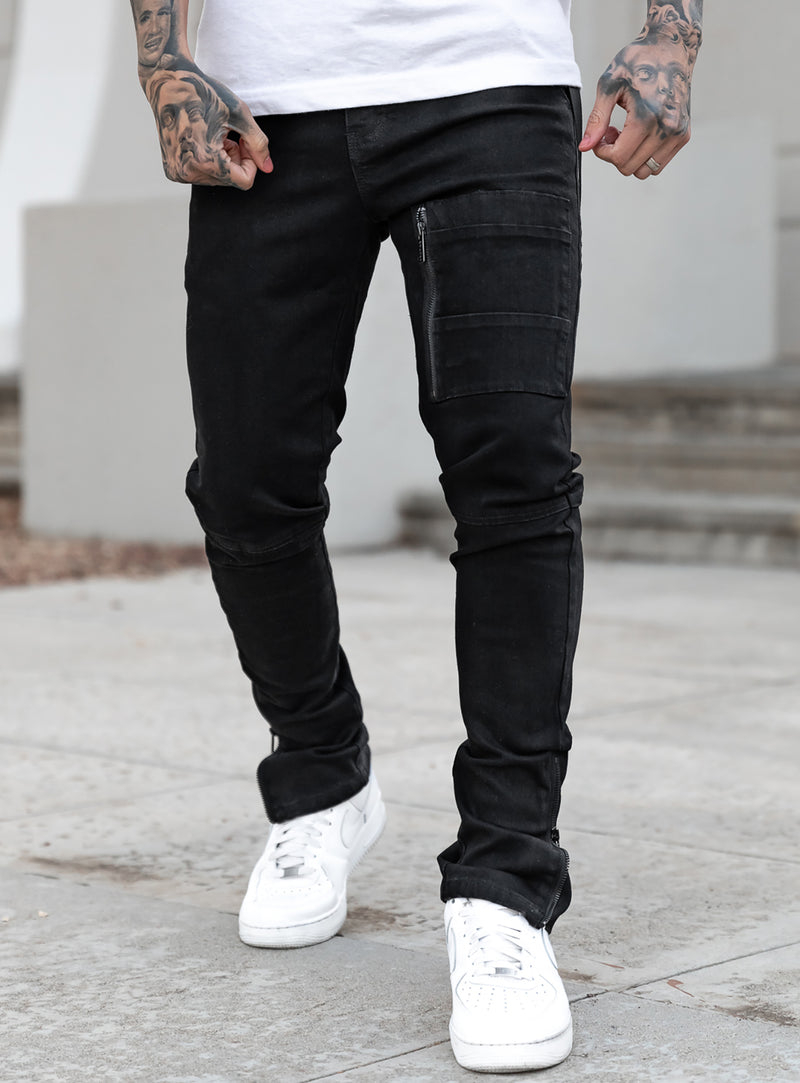 Stacked Track Jeans V3 in Jet Black | PRSTGE