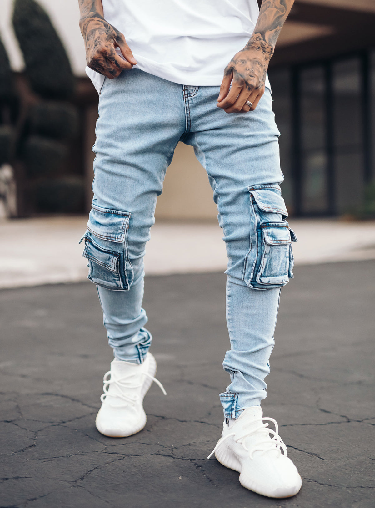 Cargo Jeans V4 in Light Blue | PRSTGE