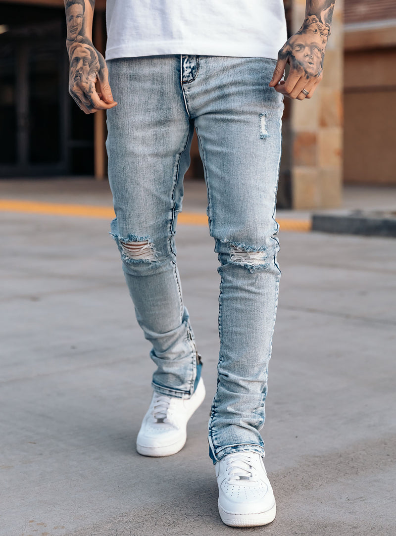 Blizzard Stacked Jeans in Light Blue
