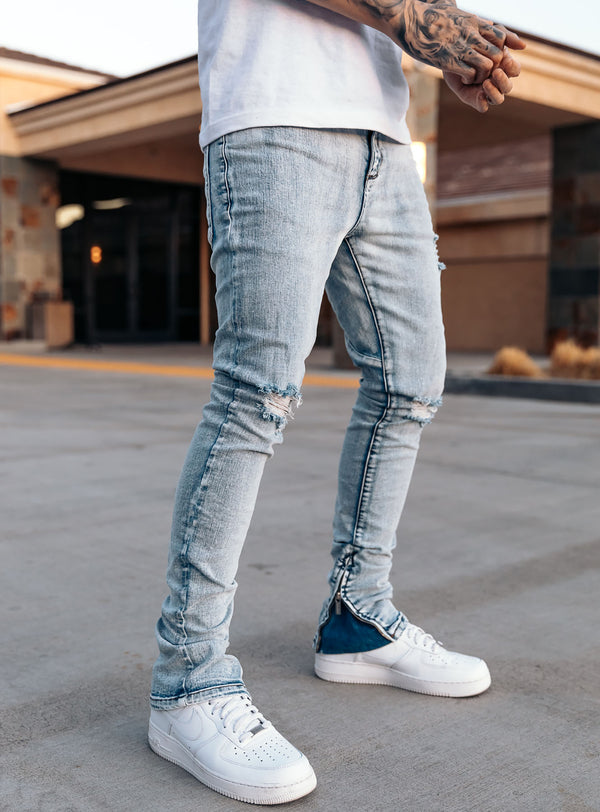 Blizzard Stacked Jeans in Light Blue