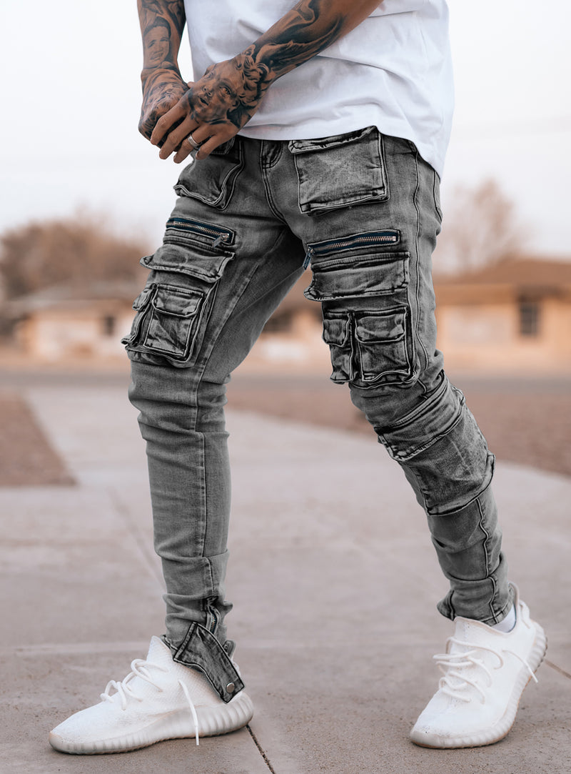 Cargo Jeans V5 in Grey PRSTGE - Main Image