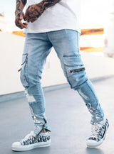 Reflective Thunder Cargo Jeans in Blue