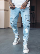 Reflective Thunder Cargo Jeans in Blue