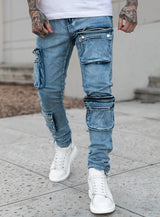 ''Never Out Of Pockets'' Cargo Jeans in Blue