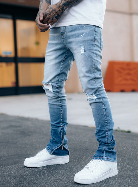 Denim Ropa Aesthetic Grande Stacked Jeans Mens Slim Fit Skinny
